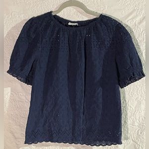 Gap Woman's Blue Eyelet Boho Top Size Large